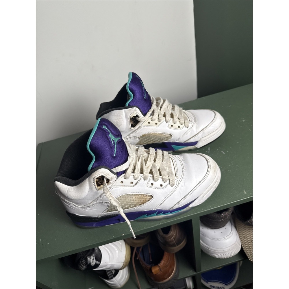 AIR JORDAN RETRO 5 WHITE GRAPE 5Y KID 2013 RARE 100% AUTHENTIC 5Y Or Women's 6.5